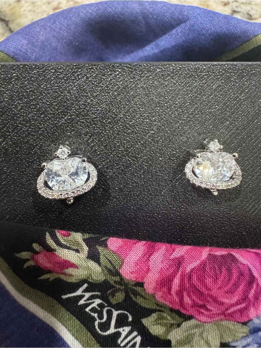 Crystal Halo Stud Earrings - Silver